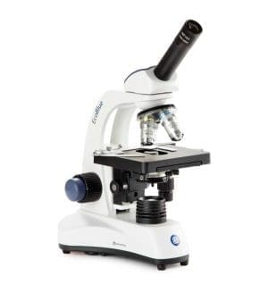 Euromex EcoBlue EC.1051 monocular microscope with achromatic objectives, mechanical stage, LED illumination, and durable ergonomic design for educational use.