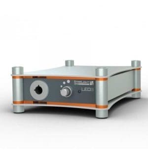 Starlight LED3 Cold Light Source, 36 W LED, fan-free silent operation, 5700 K white light, compact stackable design for microscopy and cleanroom use.